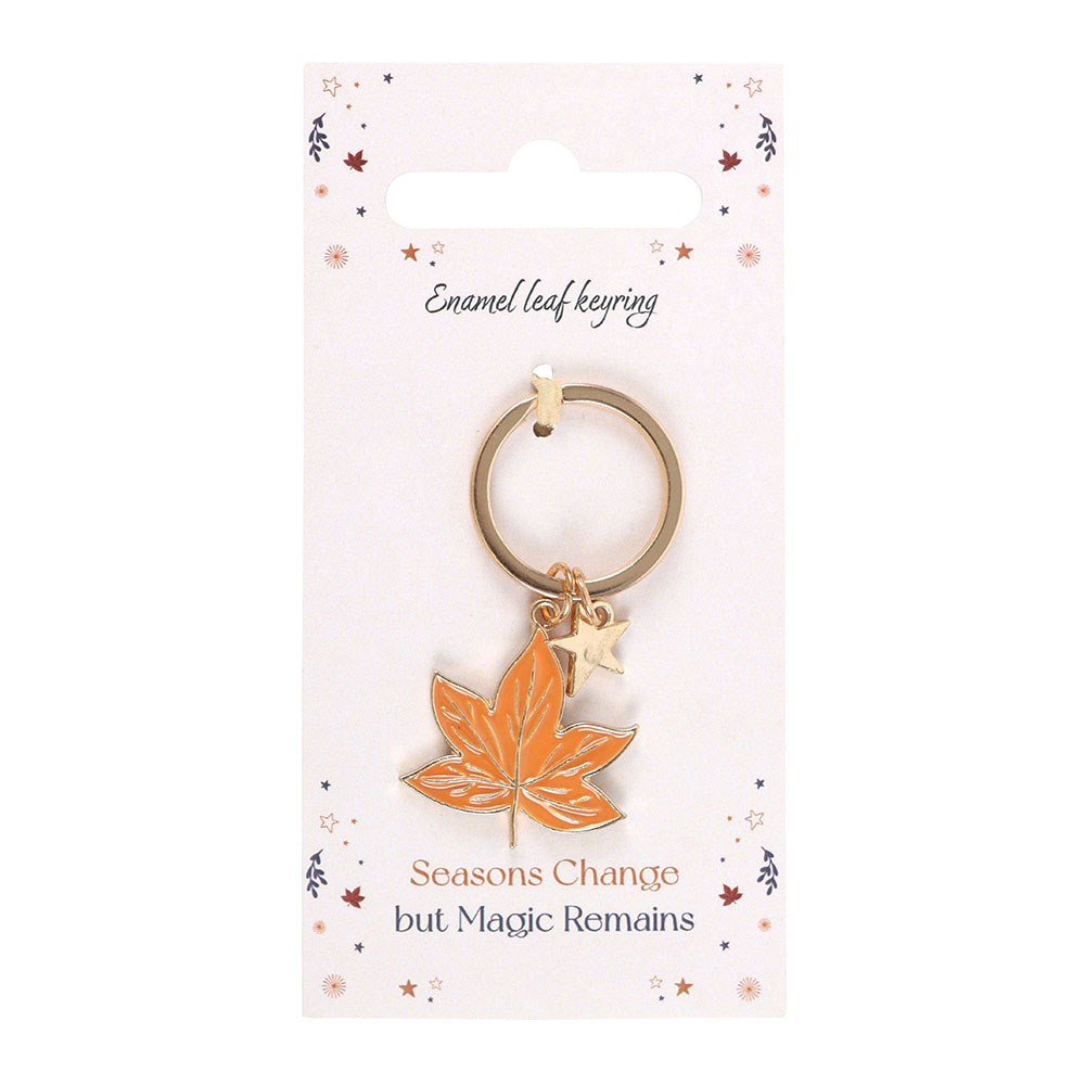 Autumn gifts for her – leaf and star keyring with Seasons Change message