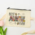 Best Auntie Ever Pouch with floral design, featuring a zippered closure, perfect for storing makeup or essentials.