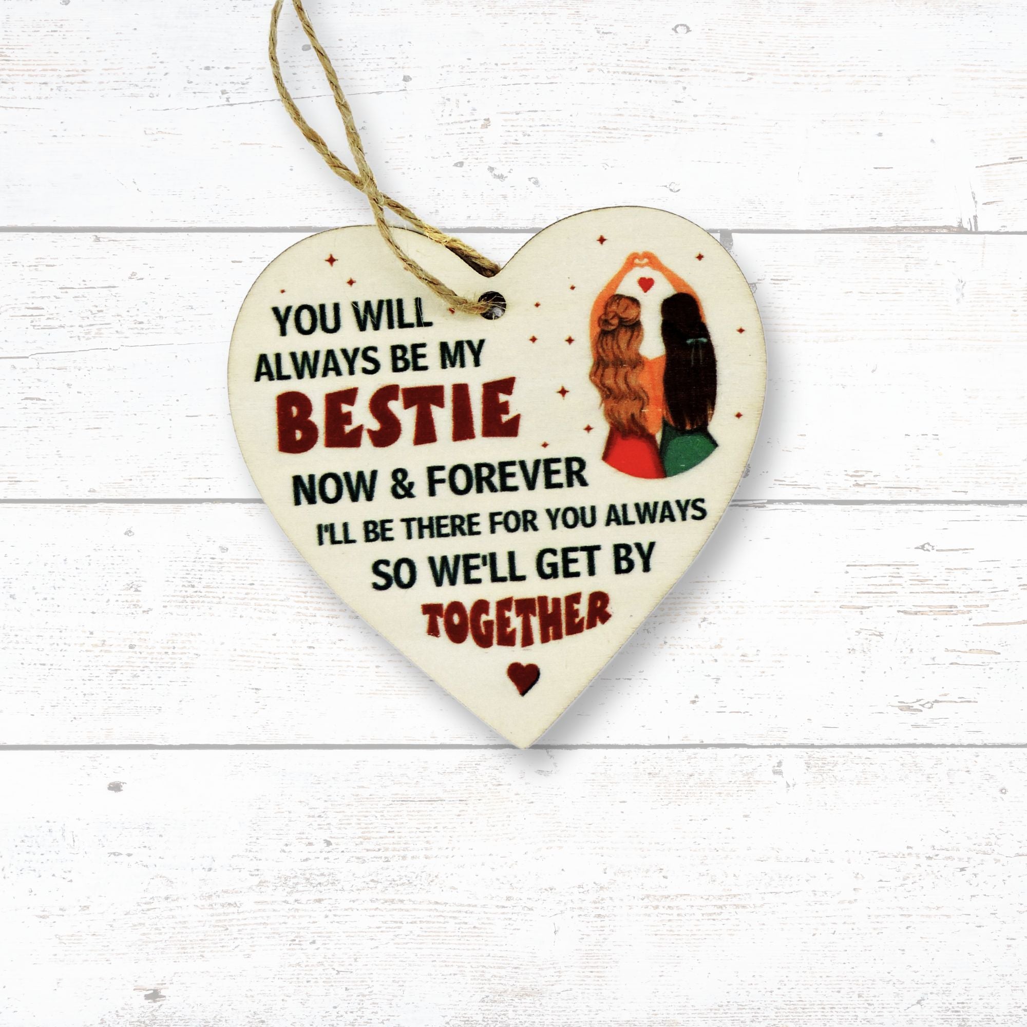 Bestie Heart Wooden Plaque