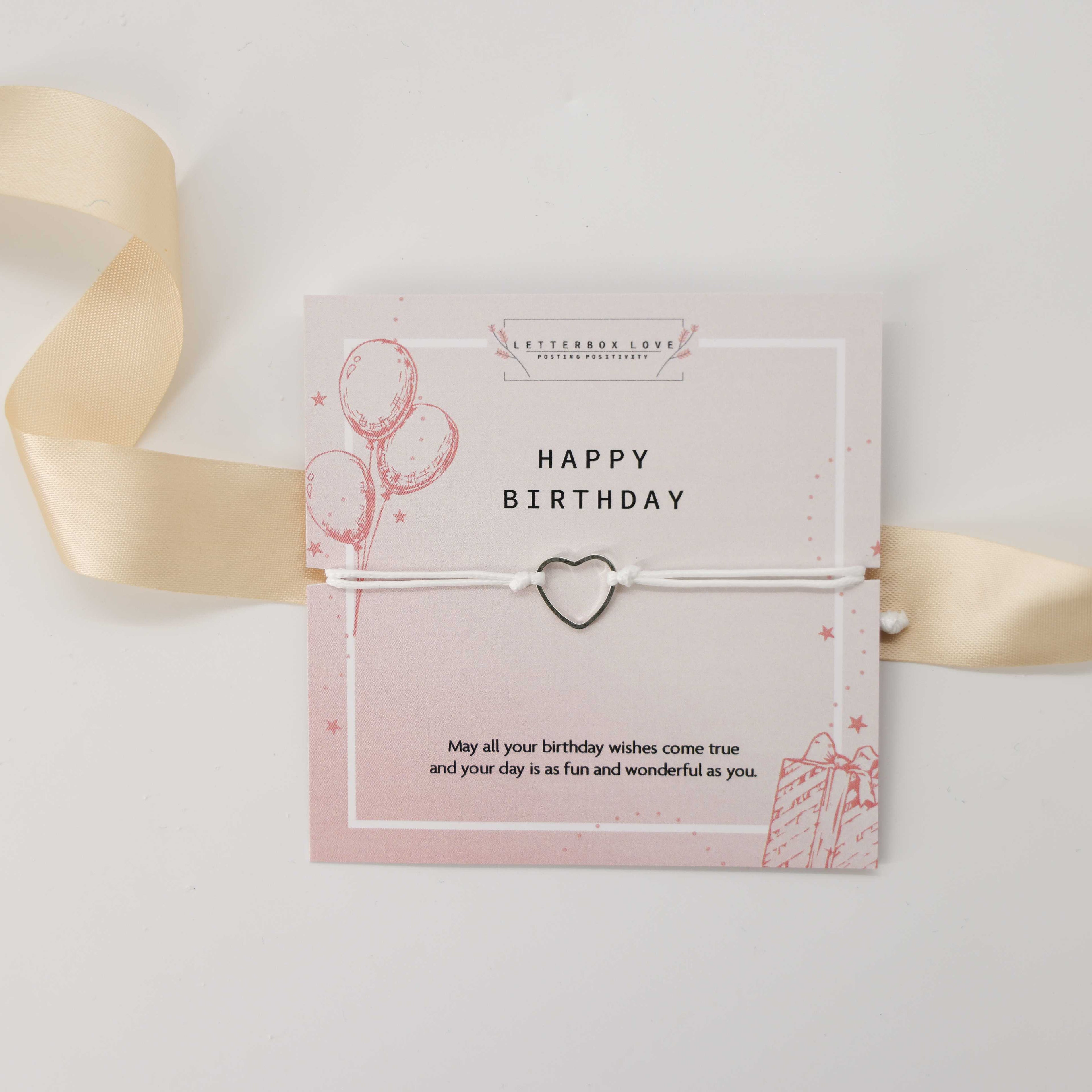 Happy Birthday Wish Bracelet – silver heart charm birthday gift