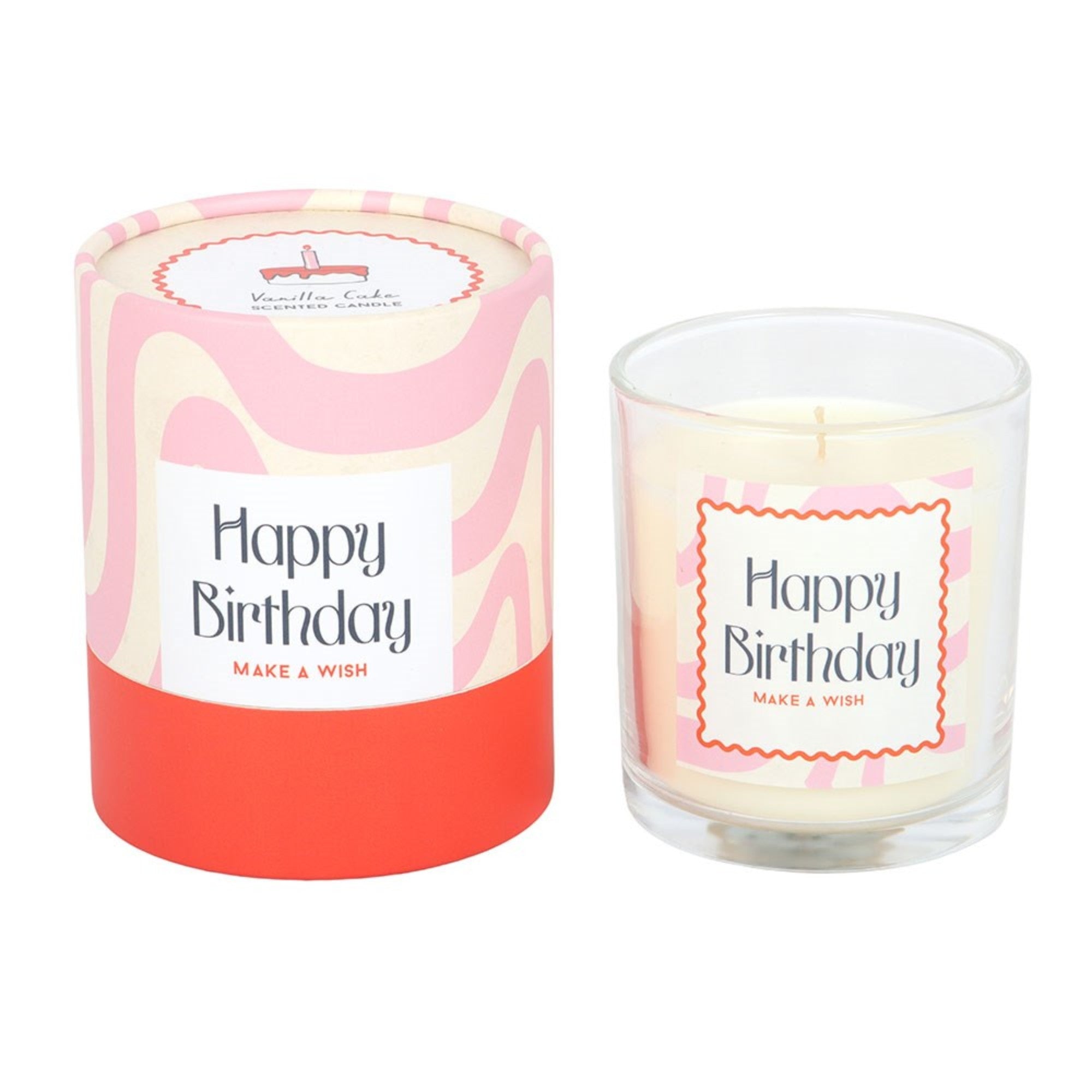 birthday gift for her – vanilla cake candle with festive birthday design