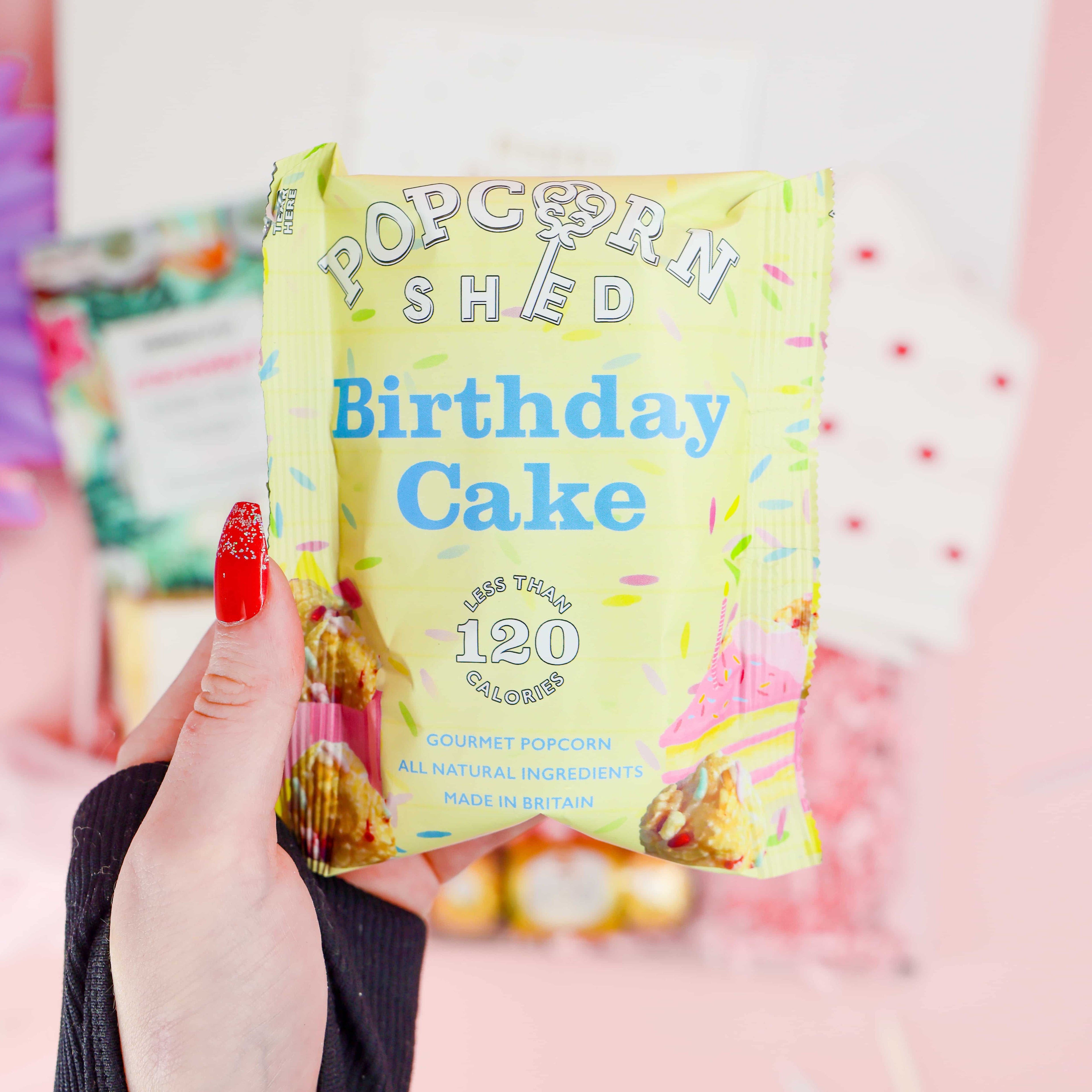 Birthday Cake popcorn bag with sprinkles – fun birthday treat inside the Birthday Joy Box.