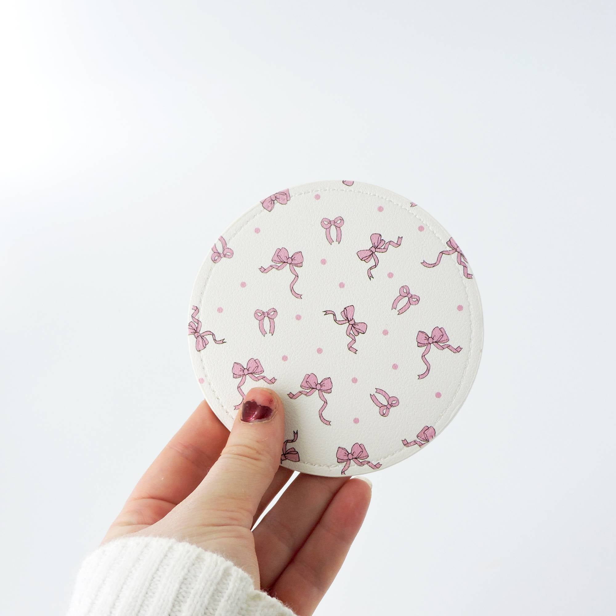 Bow & Heart Car Coaster - Pink