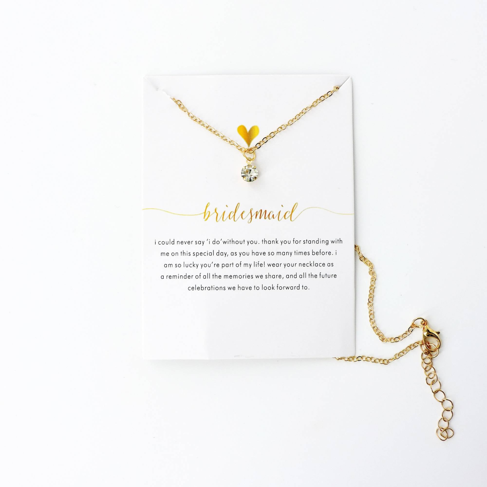 Bridesmaid Charm Necklace With Card