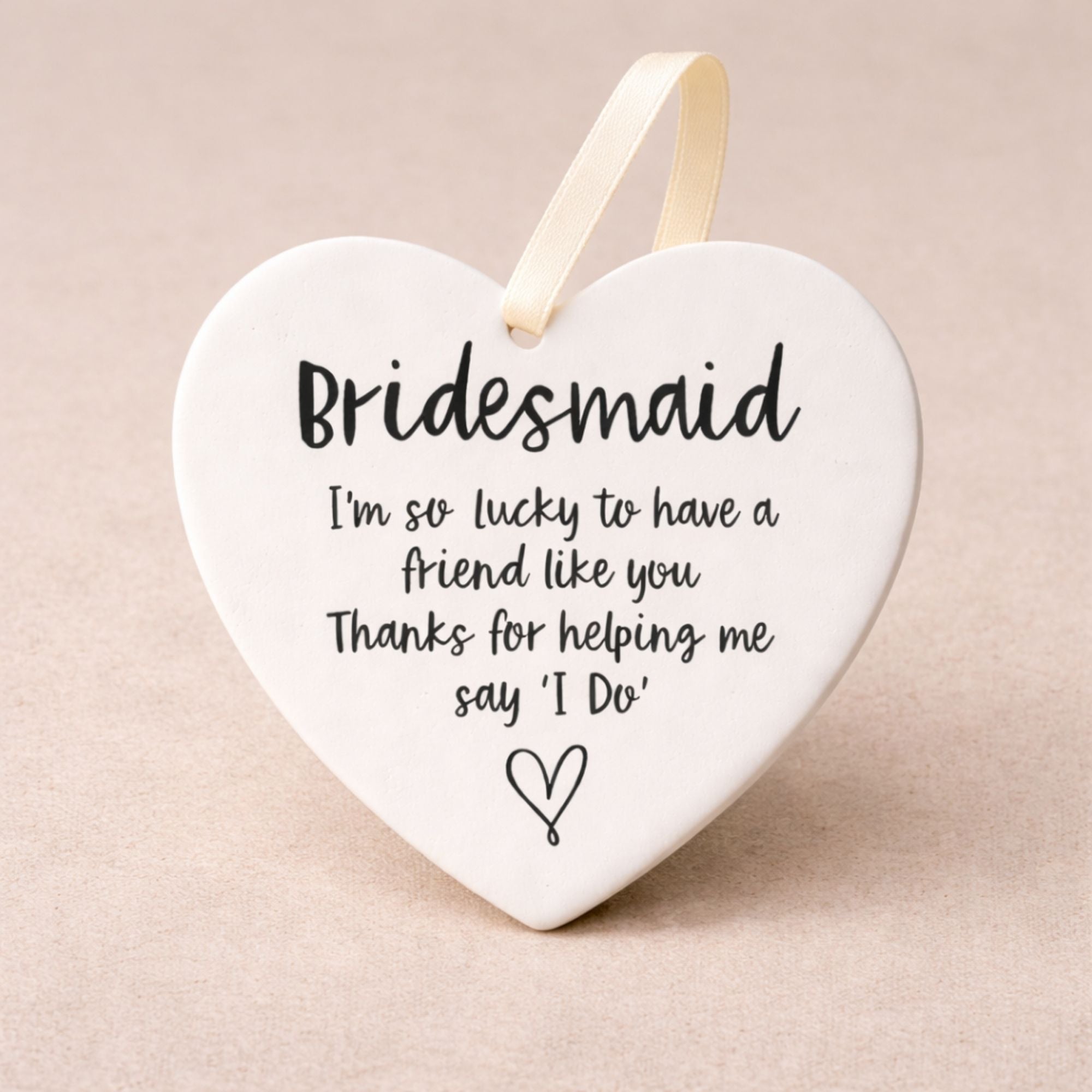 Bridesmaid Heart Keepsake – ceramic heart thank you gift