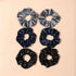 Celestial Velvet Scrunchie Set - 6 Pieces features luxurious velvet scrunchies with shimmering stars, perfect for adding celestial charm to hairstyles or wrist wear.