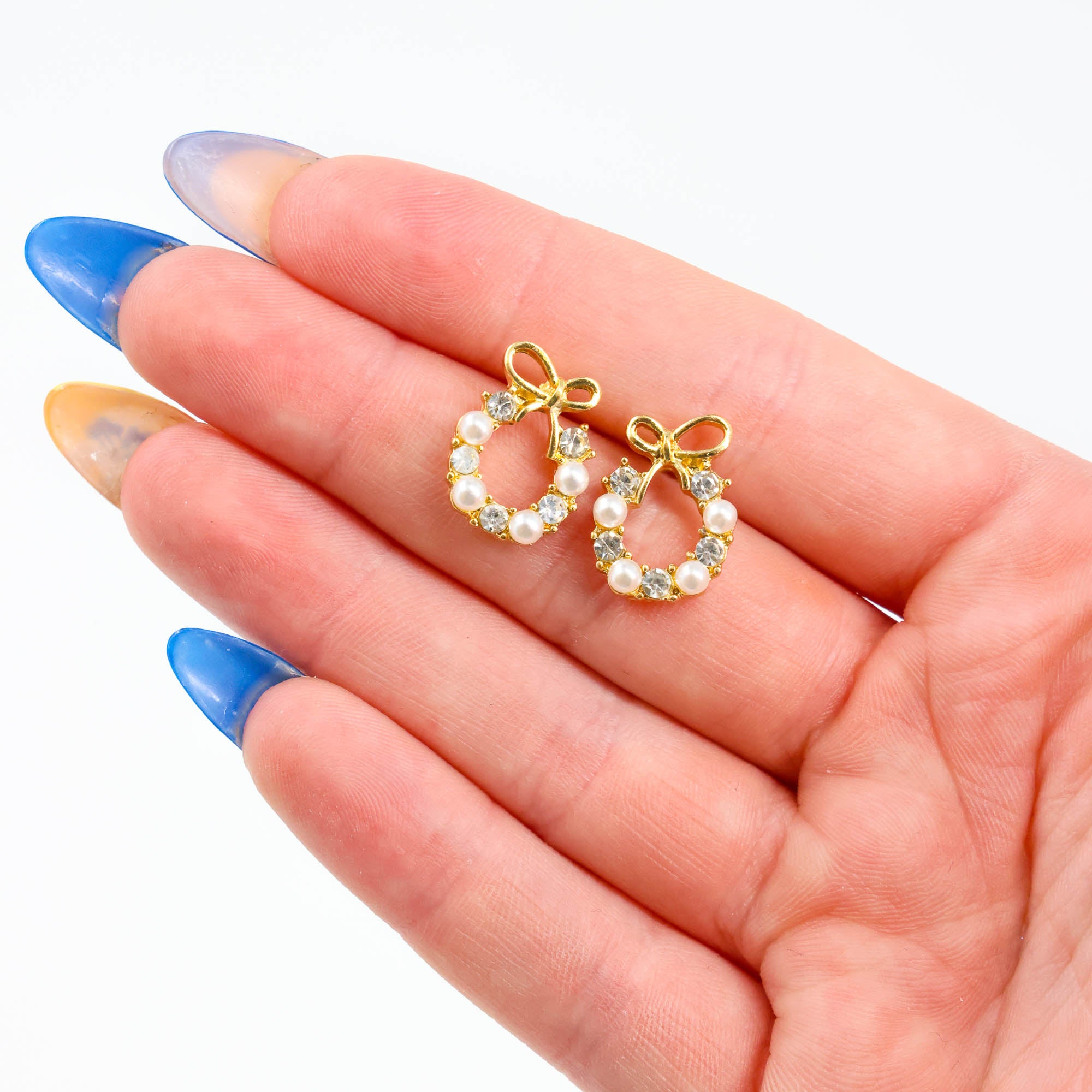 Christmas Gift – Pearl Wreath Earrings elegant golden festive jewellery