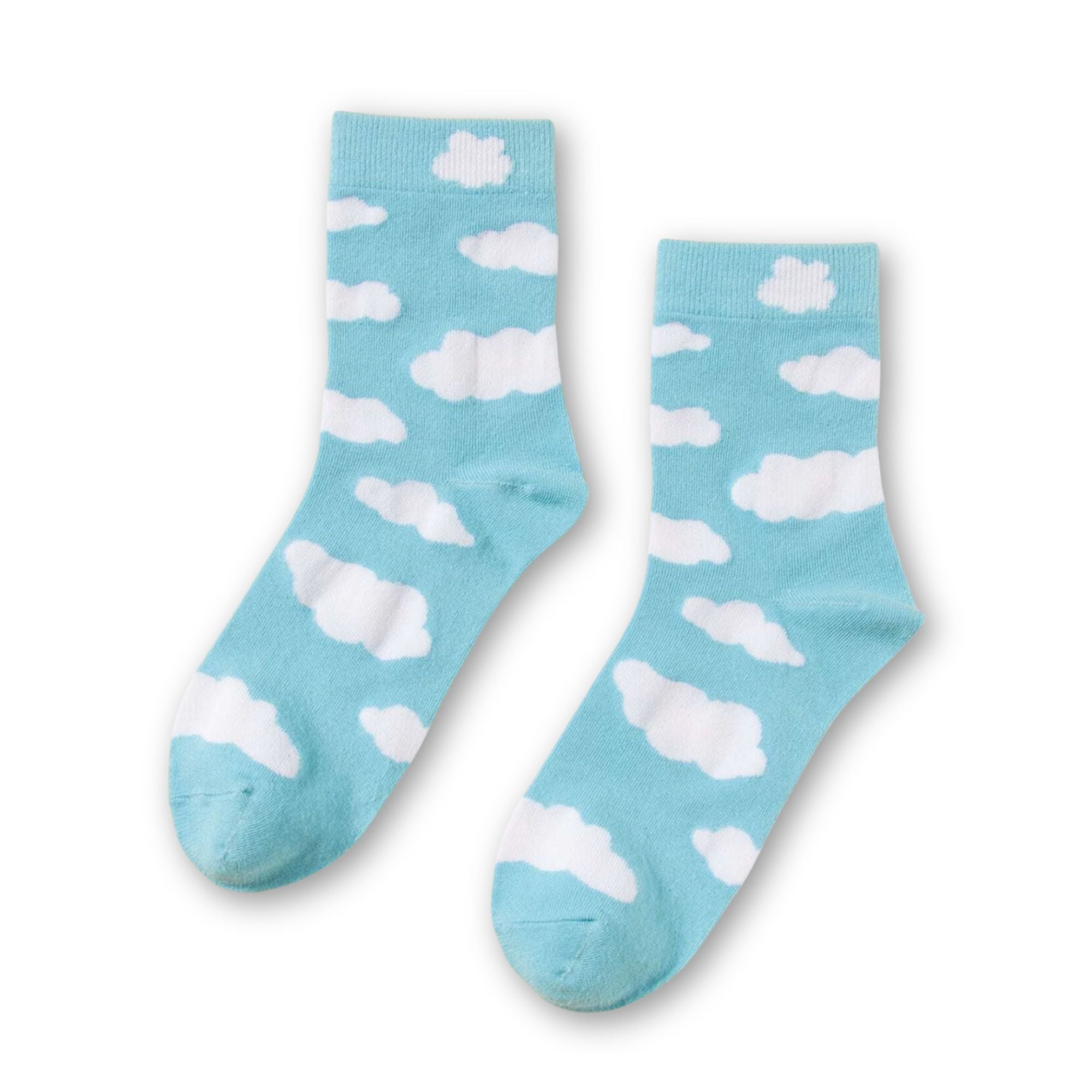 Cloud Print Socks - Blue featuring cheerful white clouds add a dreamy touch, perfect for a fun, comfortable accessory. Ideal for gifting.