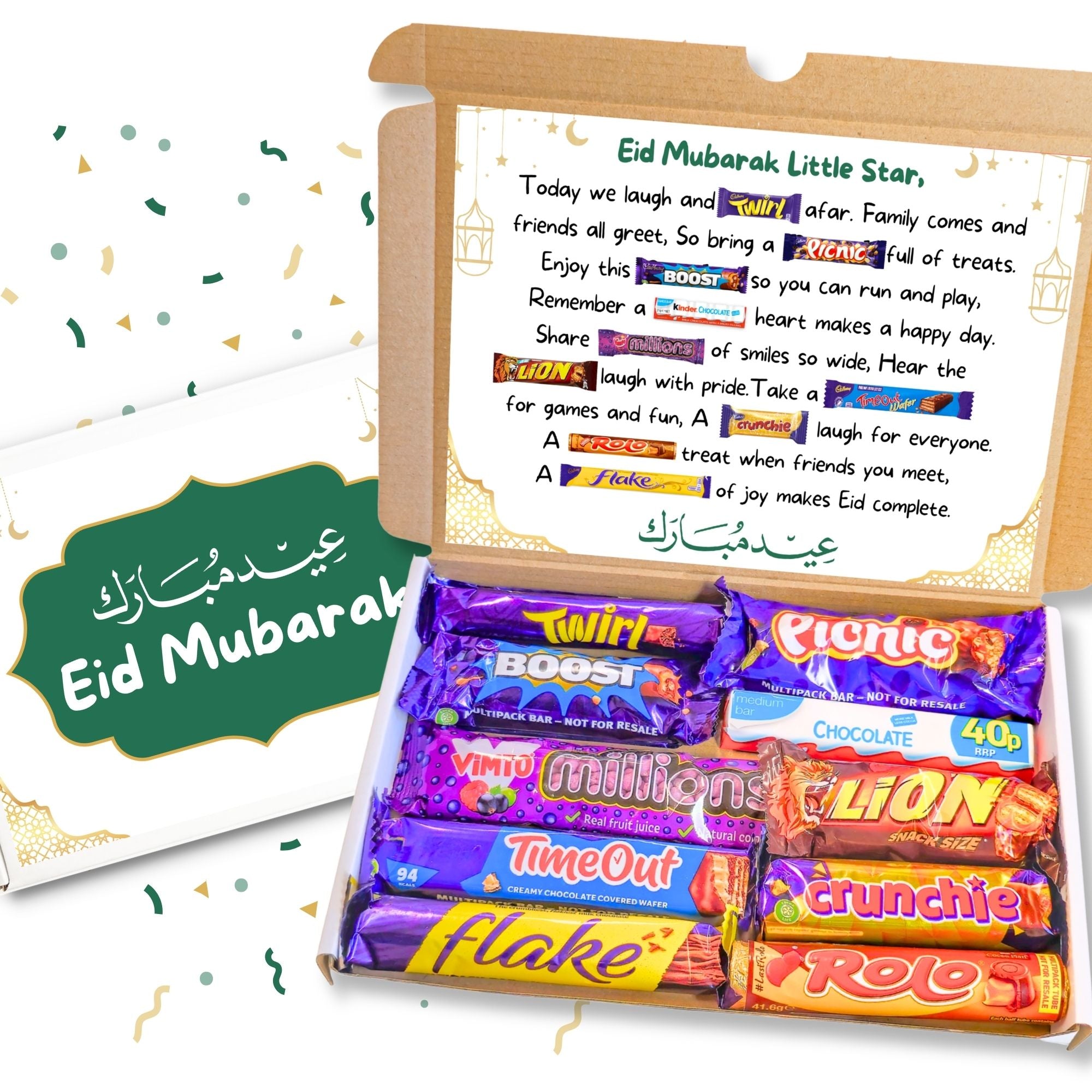 Eid Gifts – sweet chocolate Eid gift box with poem and treats for a joyful celebration