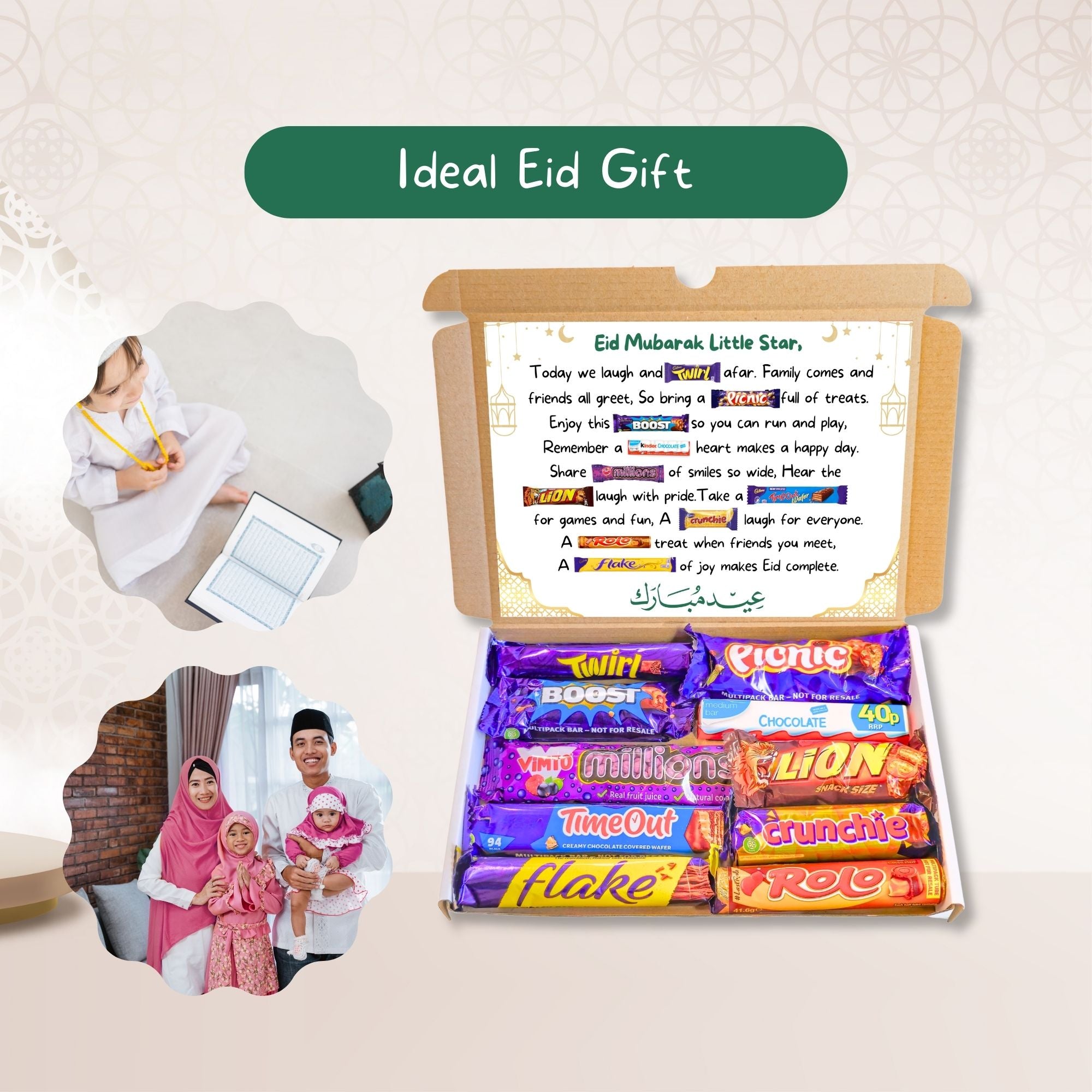 Ramadhan Gifts – thoughtful Eid chocolate box with poem card and popular sweet treats