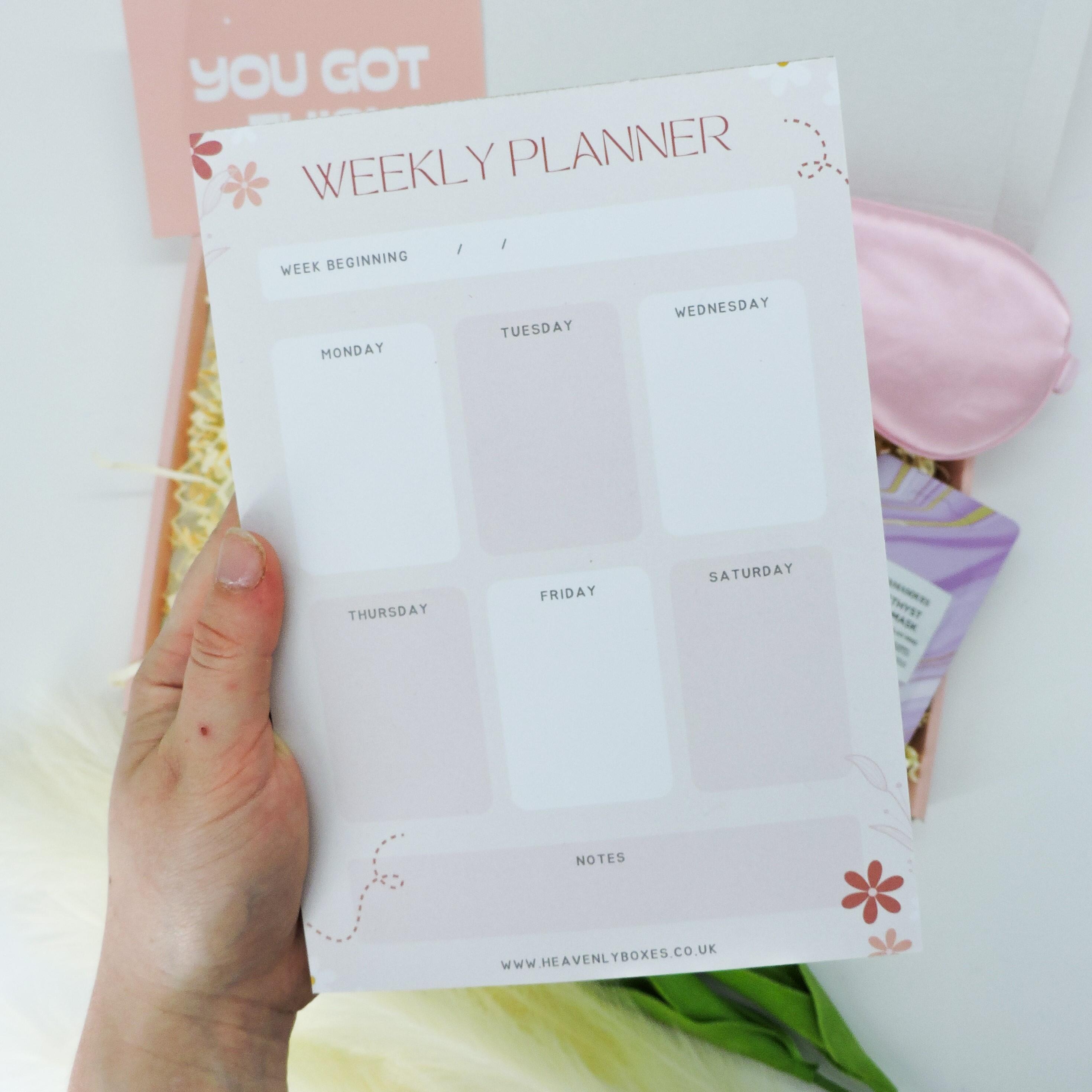 Good luck exam gift – Exam Week Essentials box featuring a motivational card, satin eye mask, and chocolate