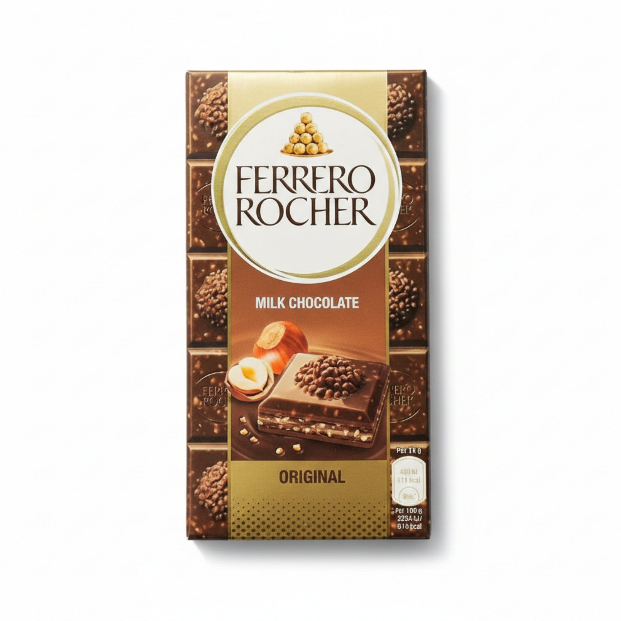 Ferrero Rocher Milk Chocolate Bar with crunchy hazelnuts, perfect as a gift for her