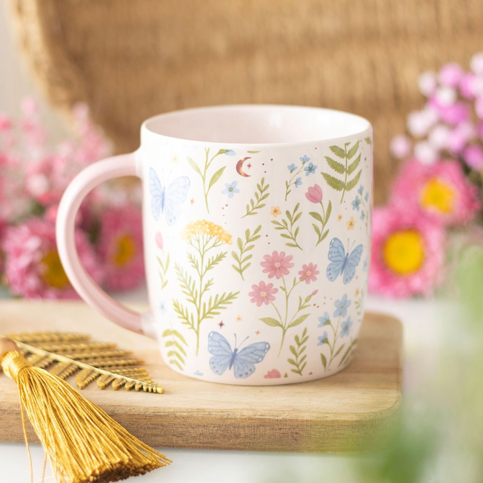 gifts for her – Luna Bloom floral print ceramic mug with pastel design