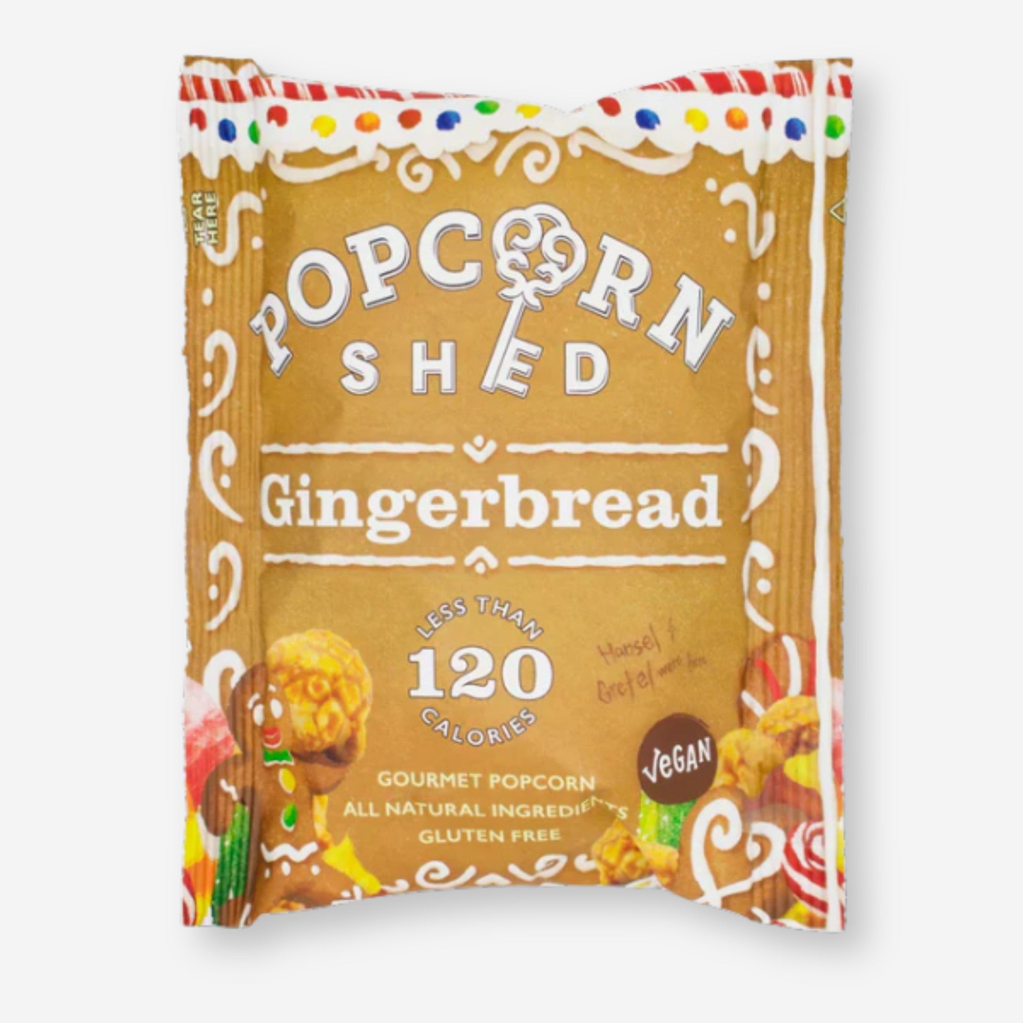 Gingerbread Popcorn: Close-up of caramel-drizzled popcorn, infused with gingerbread spices, evoking a festive taste and aroma, perfect as a holiday snack.