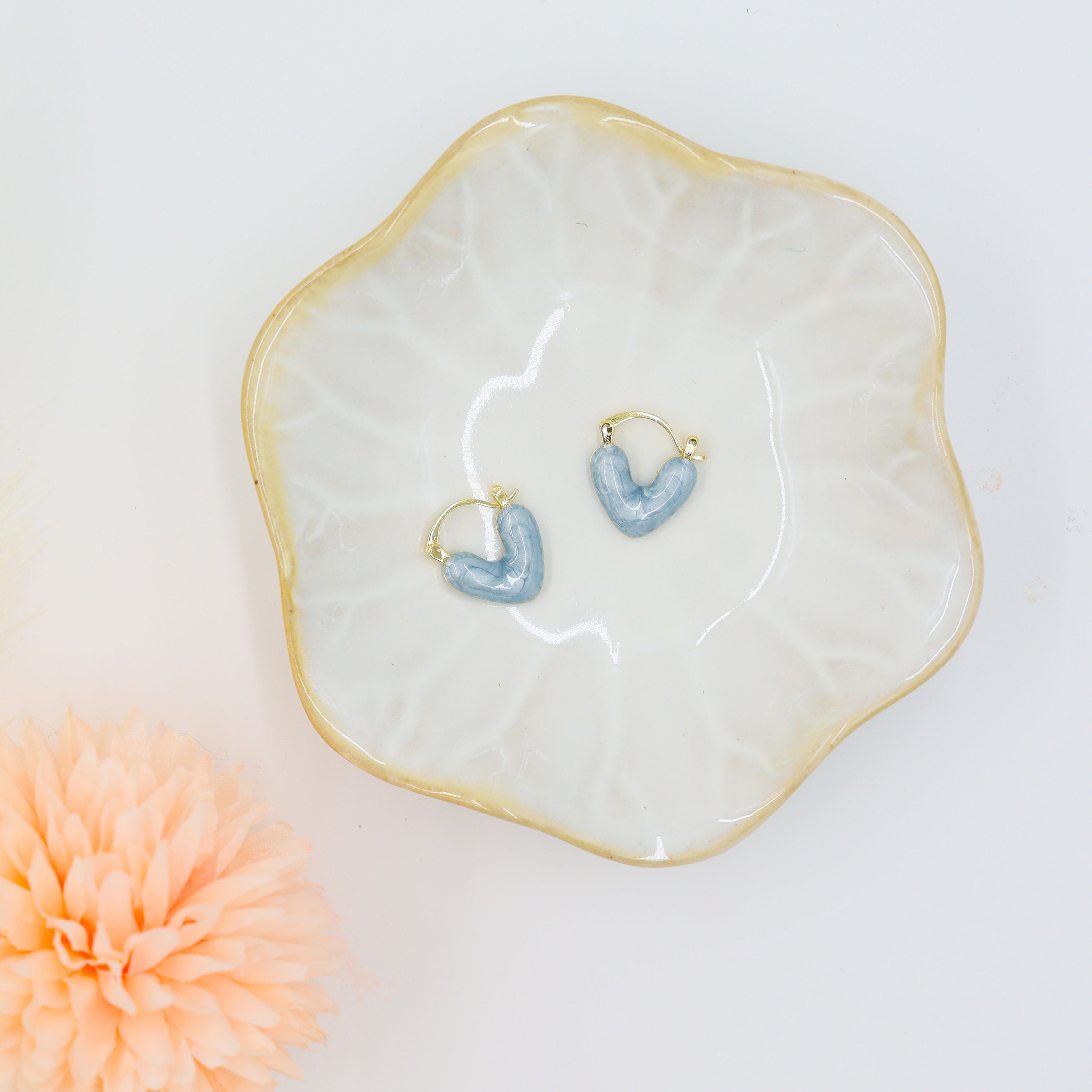 Gifts for her – Gold Earrings with Heart Crystal charm