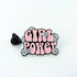 Girl Power Enamel Pin featuring a retro design, embodying empowerment with floral graphics, perfect for enhancing jackets, bags, or hats with positivity.