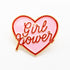 Girl Power Pin featuring a heart and letter design, symbolizing strength and empowerment for confident women. A bold, stylish enamel accessory for Valentine&