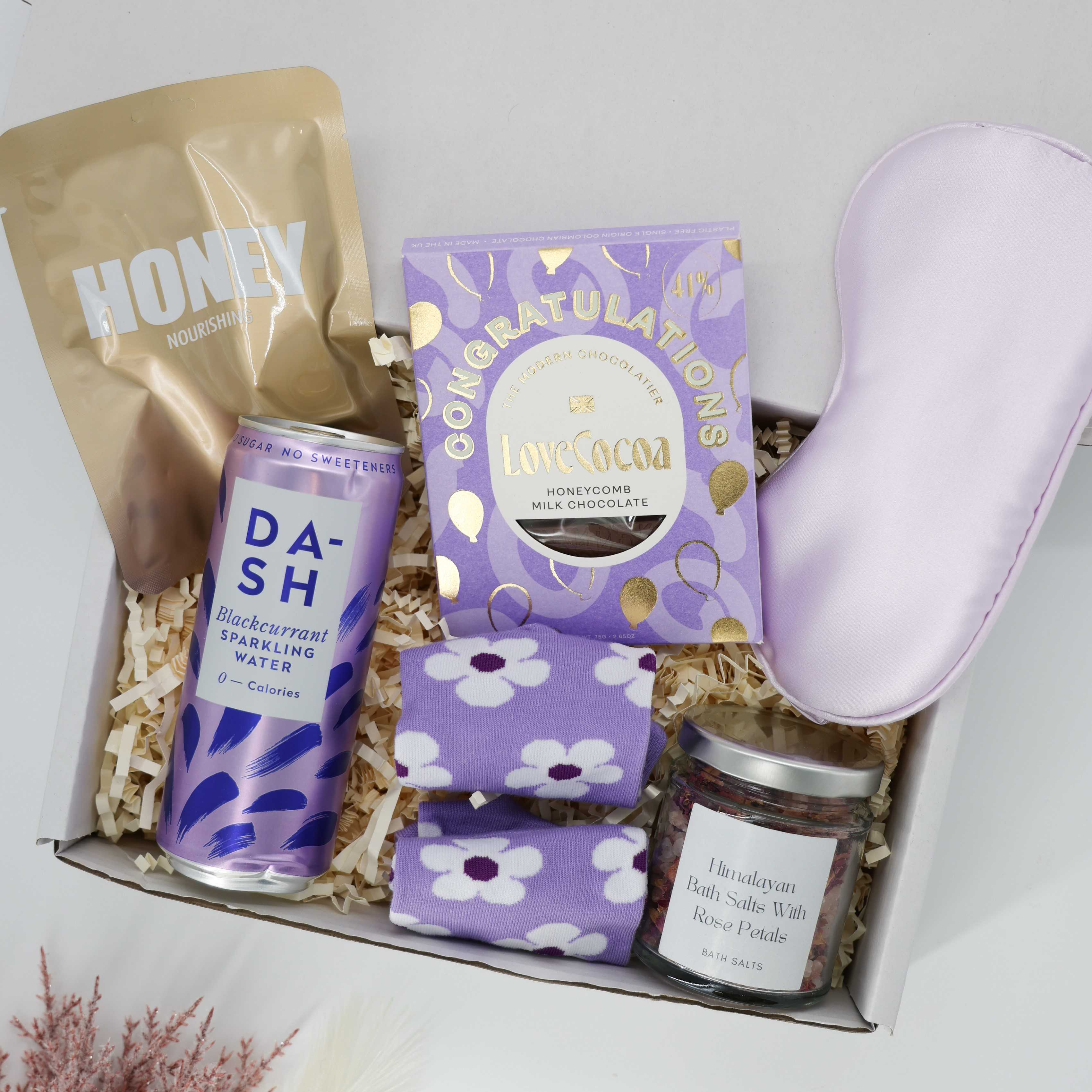 Congratulations gift box – graduation present with pampering treats and chocolate
