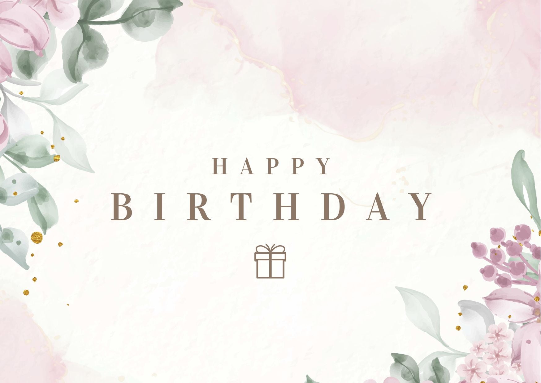 Happy Birthday card with stylized brown letters y and h, featuring a floral design and a shadow silhouette, capturing a celebratory essence.