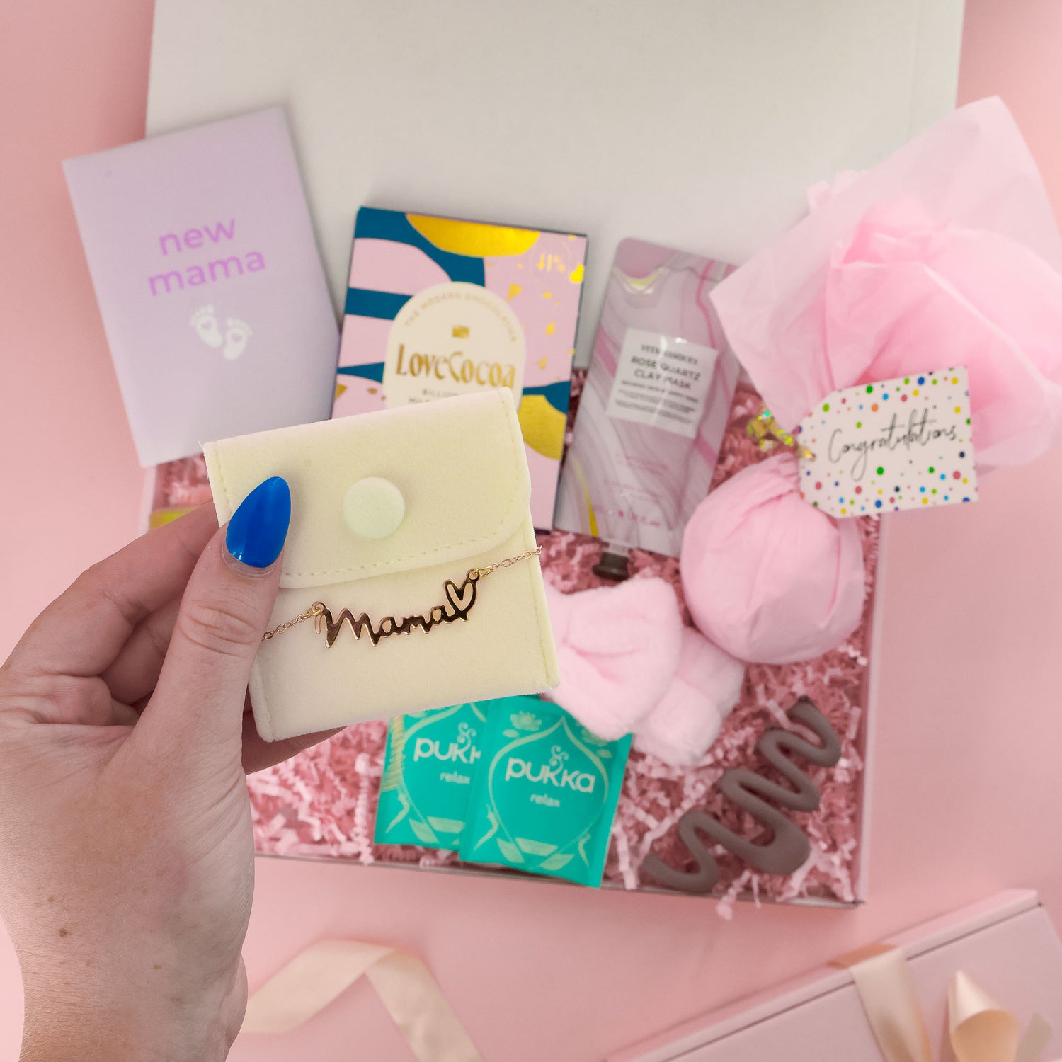 New Mum Gift Box – celebrate motherhood with pamper gifts and a keepsake necklace