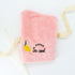 Pink Lemon Hair Towel featuring an embroidered lemon design, crafted from ultra-soft, absorbent fabric, ideal for gently drying hair and reducing frizz.