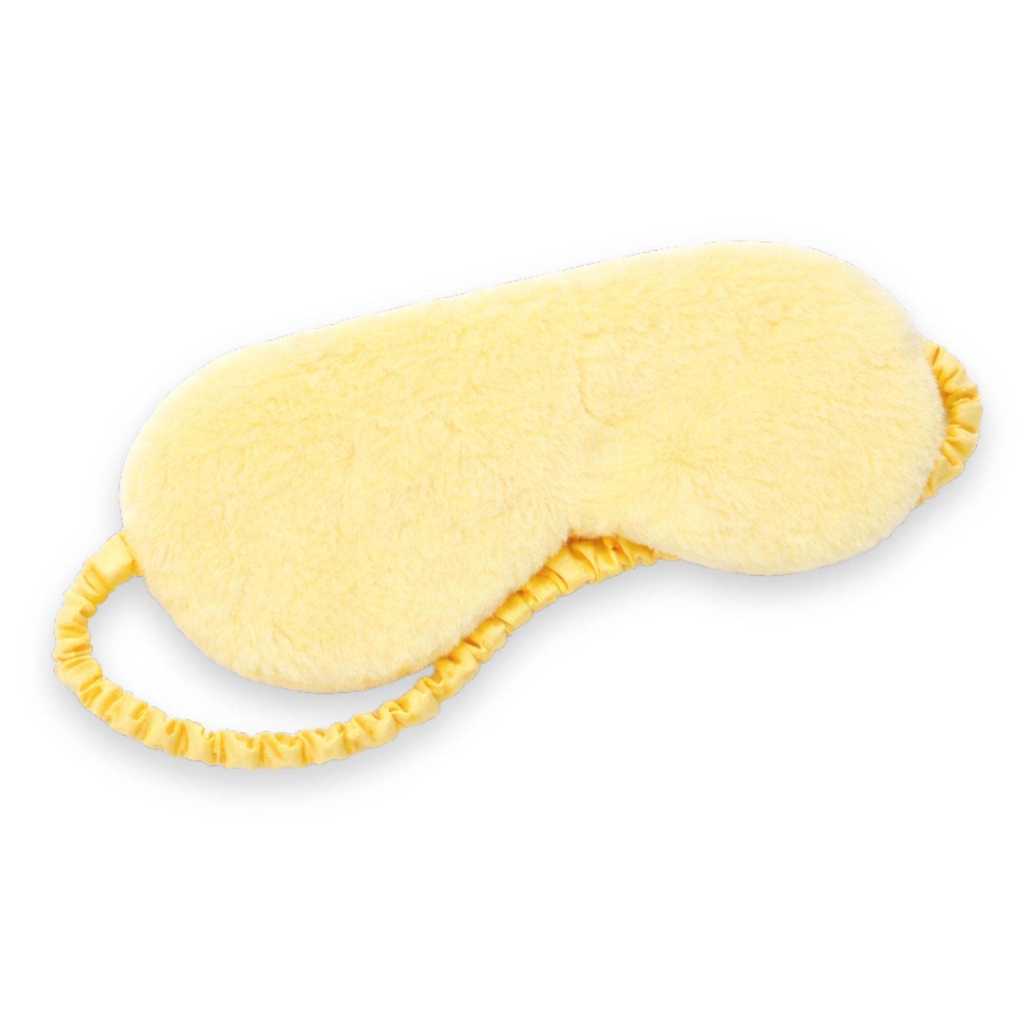 Plush Eye Mask - Yellow, featuring an ultra-soft texture and secure fit, ideal for blocking light and enhancing sleep comfort.