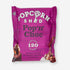 Pop n Choc Gourmet Popcorn packaging features prominently, highlighting a text-focused design emphasizing its chocolatey, gluten-free appeal, perfect for a low-calorie indulgence.