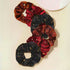 Rustic Velvet Scrunchie Set - 6 Pieces, featuring velvet scrunchies adorned with gold stars, offering a festive, luxurious touch to hairstyles.