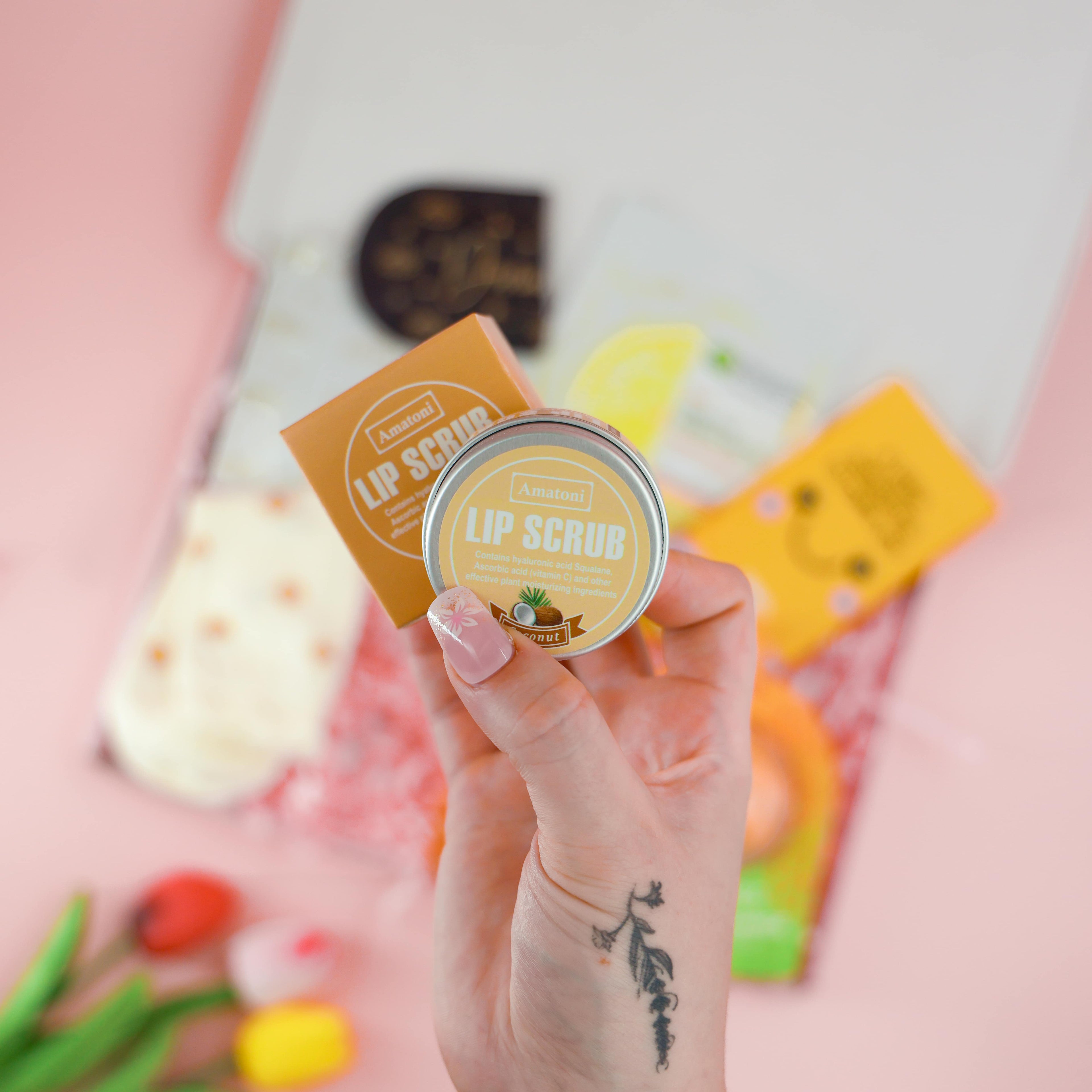 Sending Smiles Gift Box – uplifting pamper gift for her with lip scrub, chocolate, body mist, bath bomb and cheerful yellow self-care treats.