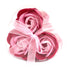 Flower Soap - Pink: Close-up of heart-shaped boxes with pink and red roses, showcasing intricately designed soap flowers that resemble real roses for a luxurious gift.