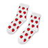 Strawberry Print Socks featuring vibrant red strawberries on a crisp white background, adding a playful touch to any gift or everyday style.