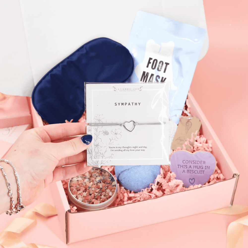 Thinking of you gift – Selfcare gift with calming bath soak and supportive keepsake