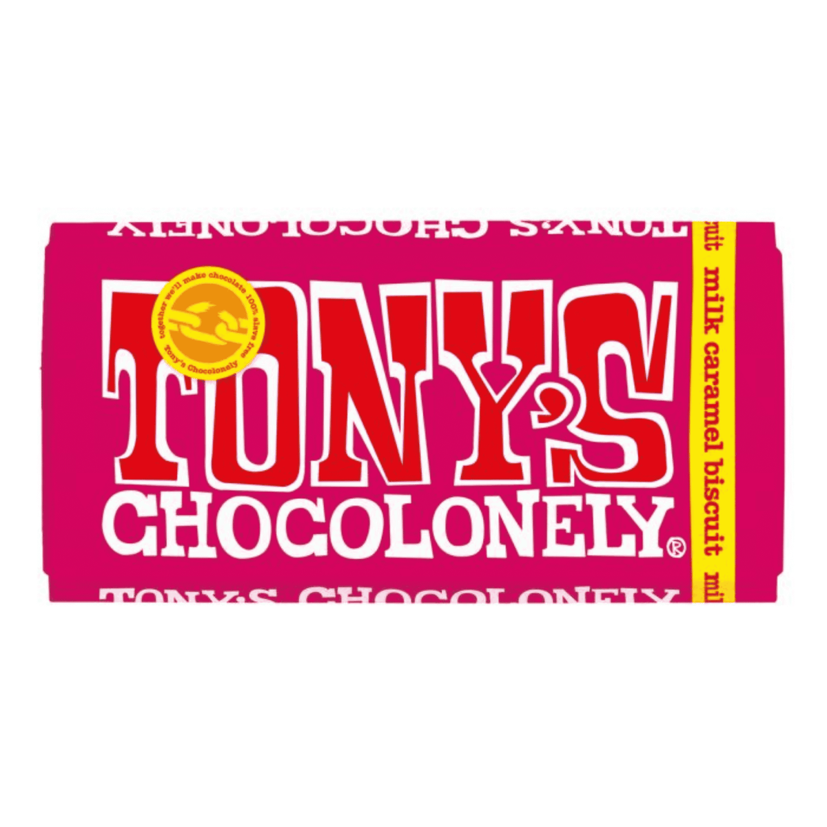 Gifts for her featuring Tony’s Chocolonely Milk Caramel Biscuit chocolate bar.