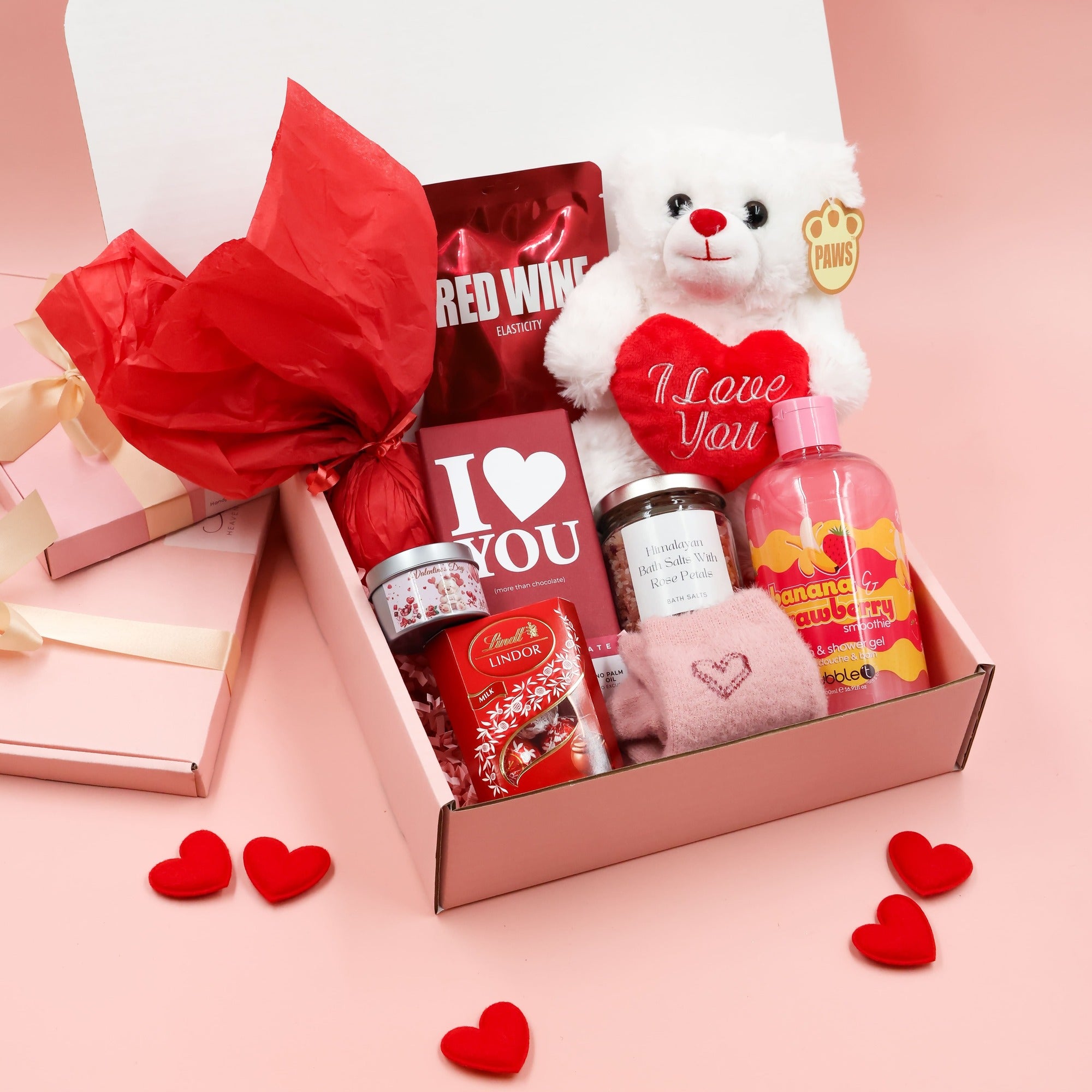 Ultimate Valentines Luxe Spa Pamper Gift Box by Heavenly Boxes with teddy bear, bath salts, chocolates and cosy socks