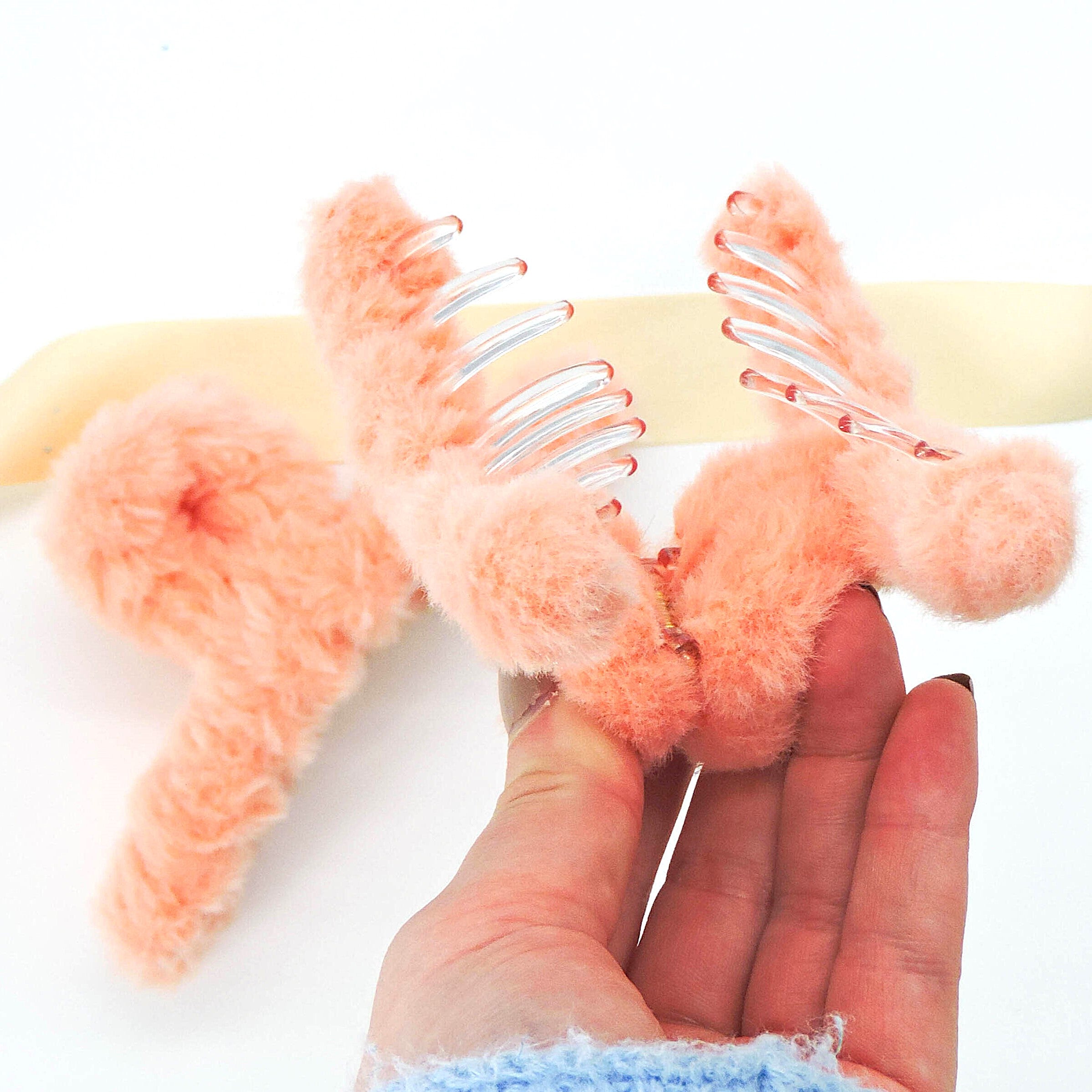 Plush Hair Clip - Peach Pink