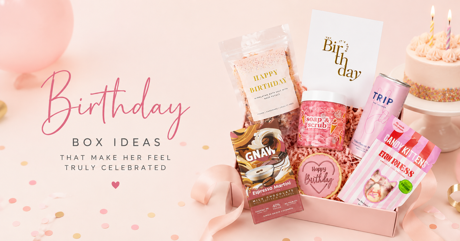 Birthday Box Ideas That Make Her Feel Truly Celebrated – birthday gifts with self-care treats, chocolate, sweets and birthday gifts for her