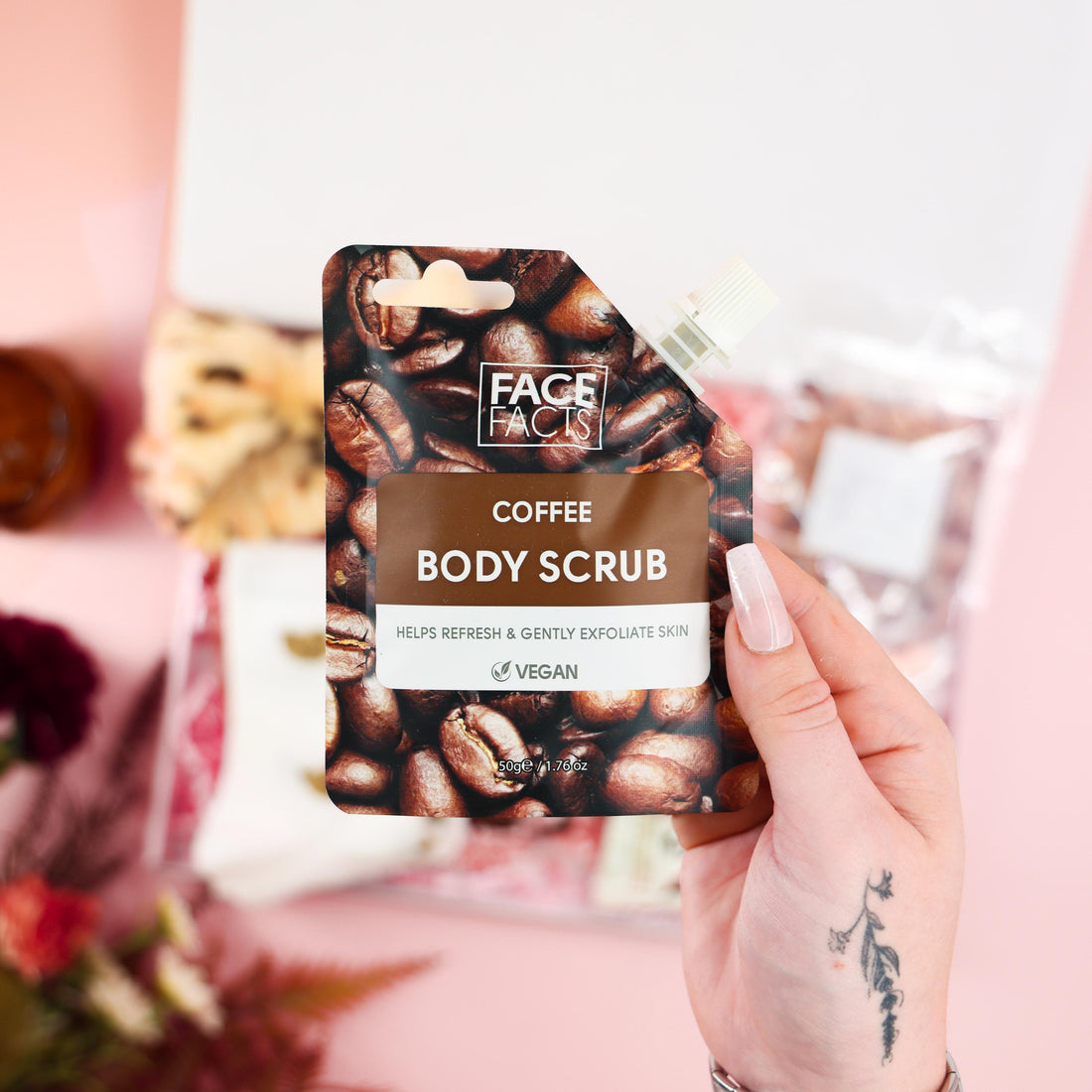 Cosy autumn gifts – pamper set for her with coffee scrub, hot chocolate, and sweet treats

