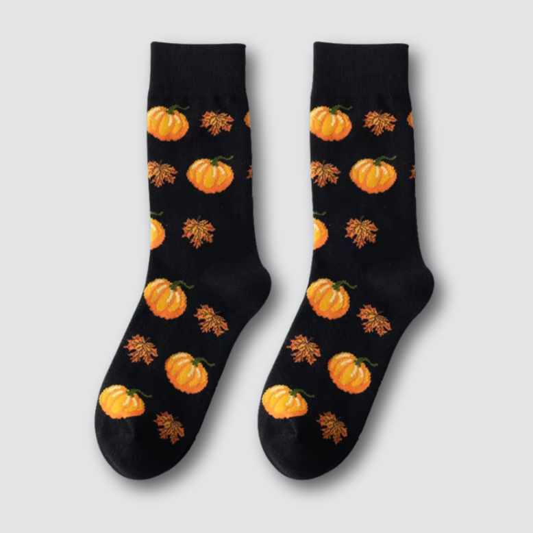 Halloween gifts for her – Black Pumpkin Socks with autumn pumpkin design