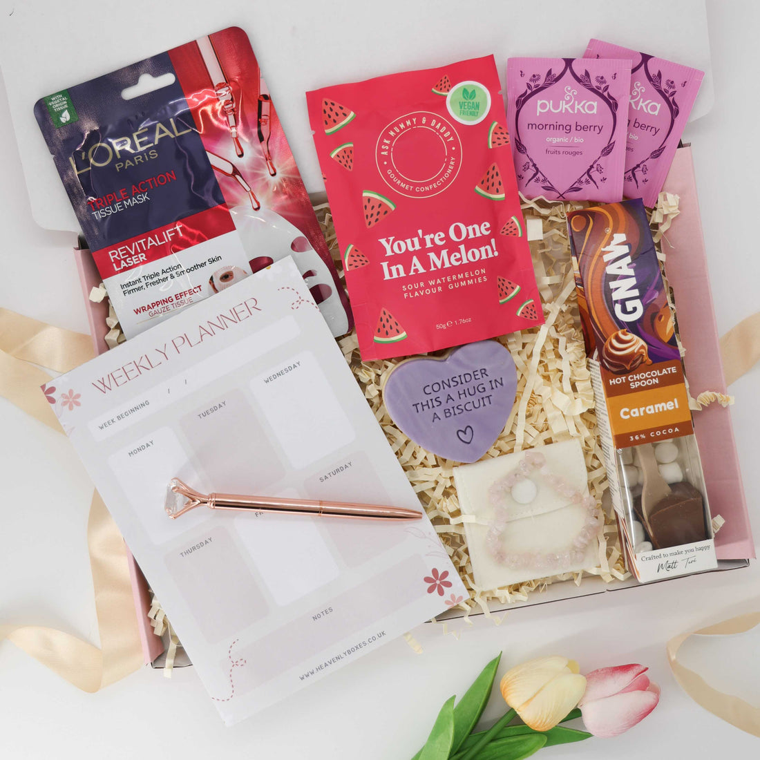 Productivity Starter Kit – self care gift box with planner, skincare, and sweet treats