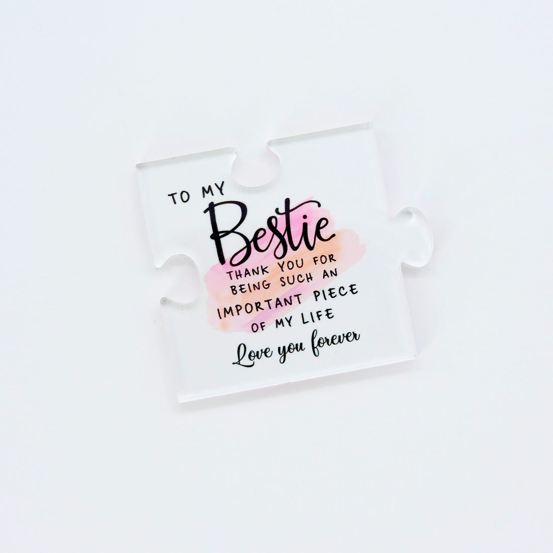 Bestie Jigsaw Coaster Keepsake featuring a puzzle piece design with heartfelt text, perfect for celebrating friendship and special bonds.