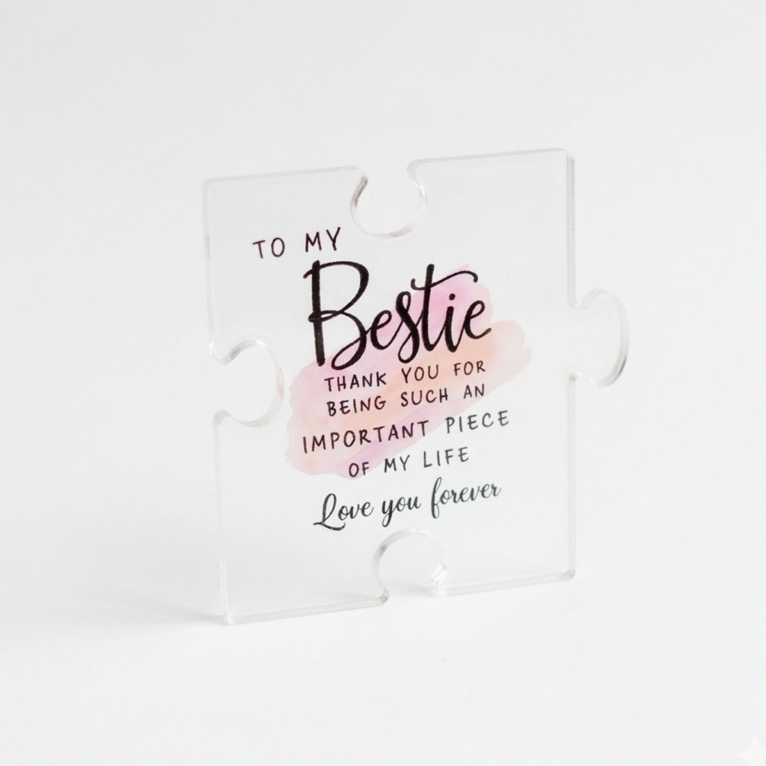 Bestie Jigsaw Coaster Keepsake featuring a puzzle piece design with heartfelt text, perfect for celebrating friendship and special bonds.