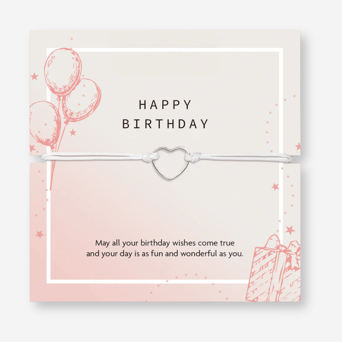 Happy Birthday Wish Bracelet – silver heart charm birthday gift
