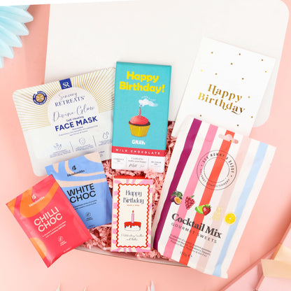birthday gift box – Birthday Celebration in a Box with sweet treats and self care
