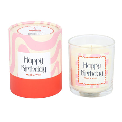 birthday gift for her – vanilla cake candle with festive birthday design