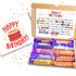 Birthday chocolate gift box with poem using chocolate bar names like Lion, Boost, and Rolo. Fun gift for adults and teens.