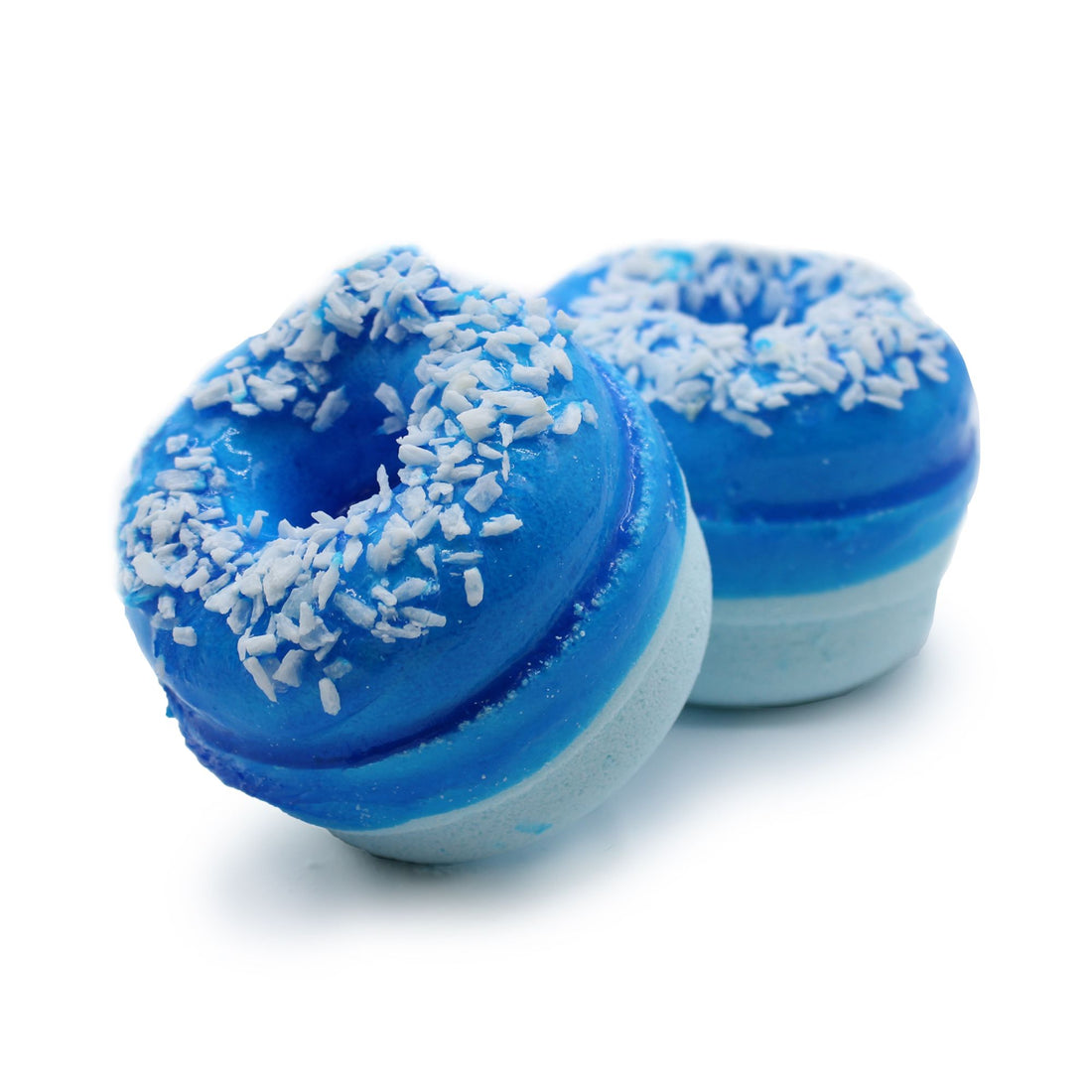 Blueberry Bath Donut shaped like a donut, adorned with sprinkles, crafted with shea butter and coconut oil, offering a playful, skin-friendly bath experience.
