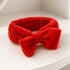 Bowknot Headband Red: Plush headband with a stylish bow, ideal for keeping hair back during skincare routines. Perfect for gifting and adding flair.