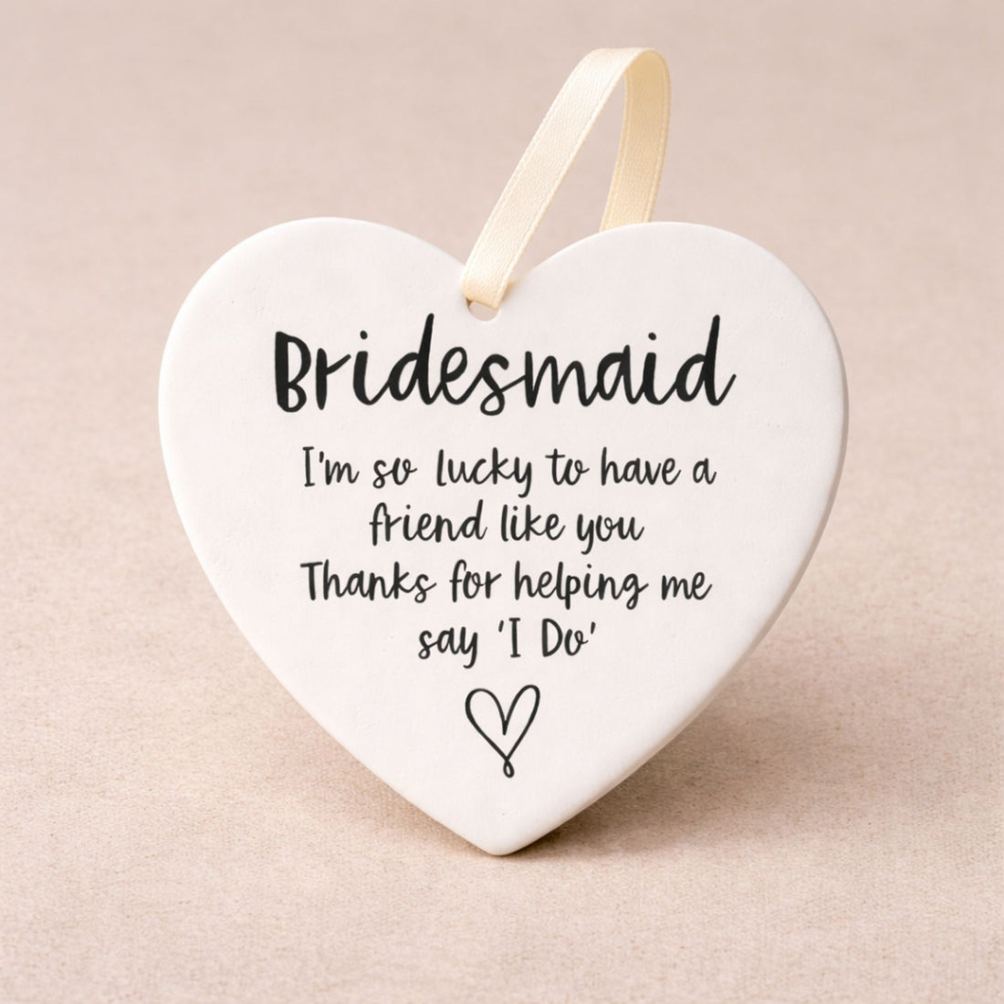 Bridesmaid Heart Keepsake – ceramic heart thank you gift