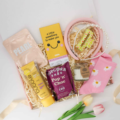 Cheer up gift box for her – You Deserve a Smile with pink pamper items