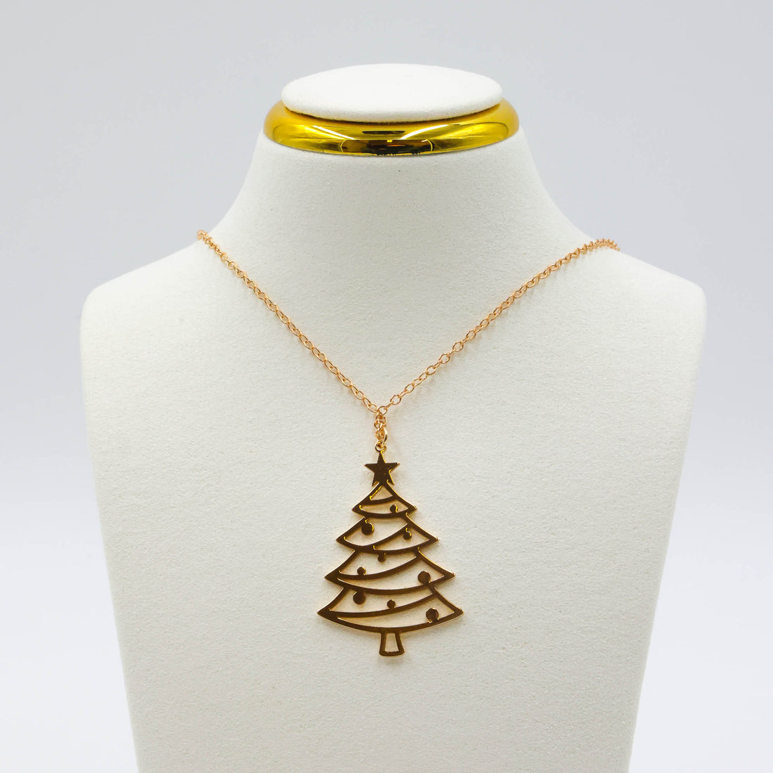 Christmas Gift – Golden Pine Tree Necklace with festive gold tree pendant